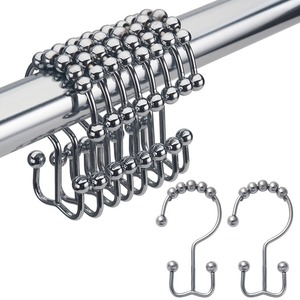 Jushang Hardware Mountain-shaped Shower <b>Curtain</b> <b>Hooks</b> Stainless Steel 5-ball Design For Bath <b>Curtains</b> And Door <b>Curtains</b> - Product Image 1