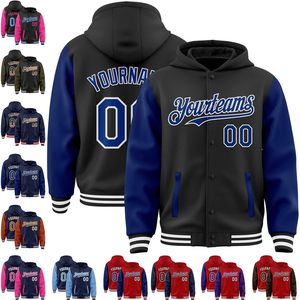 Personalized Baseball Hoodie <b>Jacket</b> Varsity Letterman Team Sport Uniform with Pocket Unisex Autumn Breathable - Product Image 2