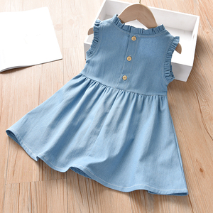 Wholesale Casual on Summer Blue Girls Denim Girls Embroidery Dress for Children From China Looking for Distributor - Product Image 3