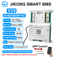 JK BMS B2A8S20P-HC Smart BMS V19 4S~8S BT RS485 HEAT CAN 2A Arus 200A Penyeimbang Aktif untuk Baterai Li-ion LiFePo4 Lto BMS