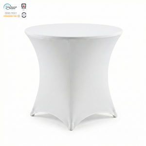 Housse de table rectangulaire extensible moderne en spandex bleu marine de 8 pieds, résistante à la décoloration, imperméable et écologique pour événements - Product Image 1