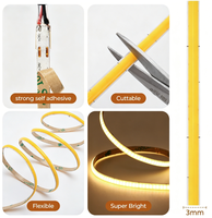 Bande LED COB en rouleau 3mm 400 LED/m 5V USB 5.5W/M Auto-adhésive Sans points IP20 Dimmable Coupable Flexible pour Éclairage