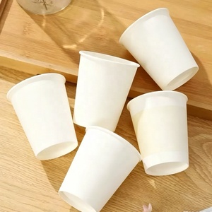 Gobelets à café compostables personnalisables en gros, à paroi simple, blancs, biodégradables, pour boissons, lait, thé, café, en papier - Product Image 1