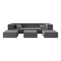 Canapé-lit modulaire sur mesure à une place, en velours, en forme de L, avec housse amovible, rembourrage en éponge haute densité, style moderne minimaliste