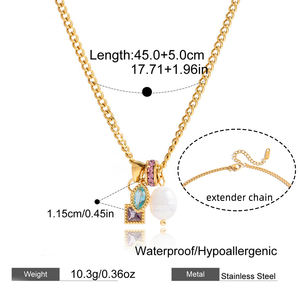 Waterproof Tarnish Free Stainless Steel PVD 18K Gold Plated Jewelry Zircon <strong>Pearl</strong> Fashion <strong>Pendant</strong> Dainty Charm <strong>Necklace</strong> for Women - Product Image 3