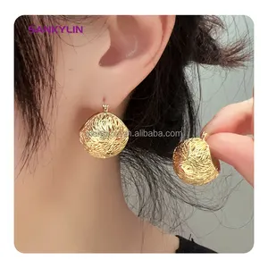 SANKYLIN or boucles d'oreilles en acier inoxydable boucles d'oreilles en maille sphérique pour femmes bijoux 925 bijoux en argent