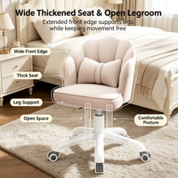 Chaise de bureau pivotante en forme de pétale avec coussin en forme de nœud, chaise de bureau réglable en hauteur avec base à cinq étoiles pour la maison, l'étude, la coiffeuse et le bureau