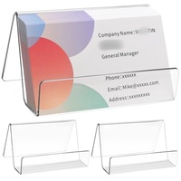 Porte-cartes de visite en acrylique pour bureau, présentoir de cartes de visite transparent pour bureau, capacité de 50 cartes