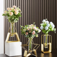 Vase à fleurs en verre doré de style nordique, plusieurs formes, décoration intérieure, vase hydroponique, artisanat