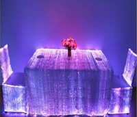 Tissu fibre optique lumineux pour vêtements de table de décoration de mariage