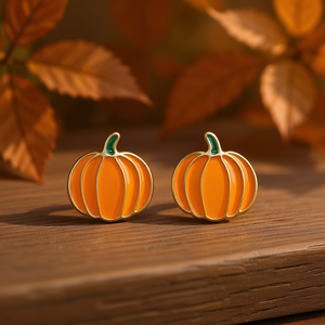 Pendientes de Calabaza Dorada E3526 para Mujer, Joyería de Aleación Moderna y Bonita con Diseño de Fruta Naranja - Product Image 2