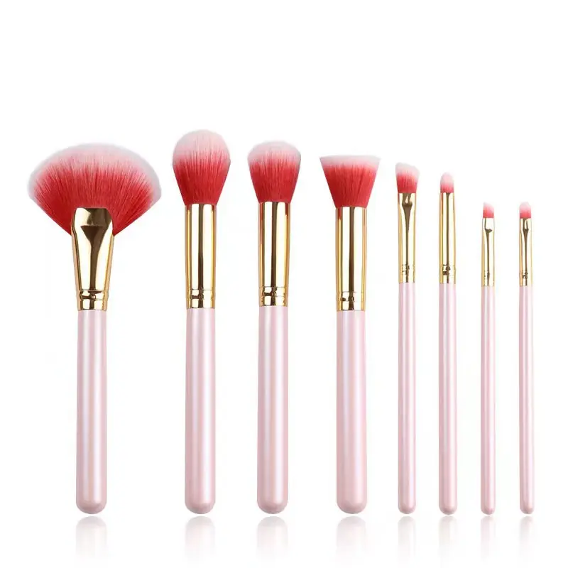 M215 Fashion Queen 8 pink wooden handle Soft Beginner makeup brush cosmetic wholesale
