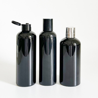 Botol sampo hitam mengkilap, botol pelembab mewah 300ml dengan pompa 500ml 16oz