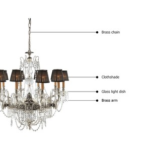 Italiano elegante Cristal 8 imperio claro plata antigua latón comedor candelabro - Product Image 5