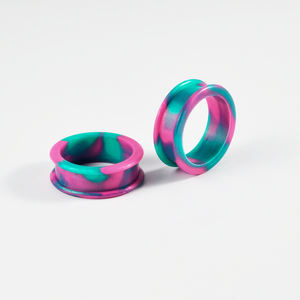 Jauges d'oreille en silicone grande taille bleu, vert et rose creux Double évasé extenseur étirement oreille Tunnel corps Piercing bijoux - Product Image 5