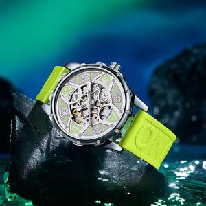 Drioshipping Men's Top Brand Luxury Fashion <b>Watch</b> Automatic Movement Skeleton Design Stainless Steel Band 22mm Width <b>Glass</b> Dial - Product Image 1