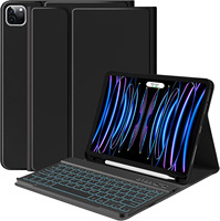 Clavier pour iPad Pro/Air 10,9/11 pouces, interrupteur à ciseaux, rétroéclairage RVB, ultra fin, sans fil BT, magnétique, nouveau, imitation cuir
