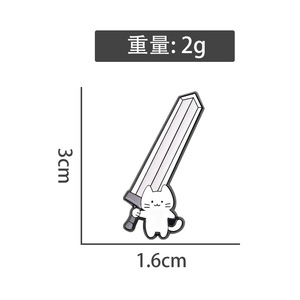 Broches en émail amusantes de dessin animé pour épée surdimensionnée, mini-broches de guerrier mignonnes, badges de mode pour sacs et revers, bijoux cadeaux pour fans d'anime - Product Image 5