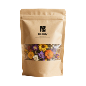 Logo tùy chỉnh in có thể tái chế rỗng 3oz Ziplock bao bì đứng lên Túi giấy Kraft Nâu Mylar Camellia hoa trà túi trà - Product Image 1