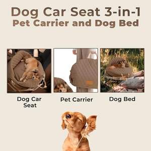 OEM 3-en-1 portador de mascotas a prueba de agua patrón sólido almohada almacenamiento bolsillo correa de seguridad gatos 18 libras cachorro asiento de coche perro cama cartón - Product Image 3