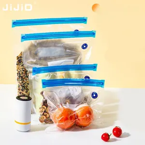 JiJiD Sous Vide sellado con válvula resellable conservación embalaje transparente compresión reutilizable alimentos bolsa de almacenamiento al vacío