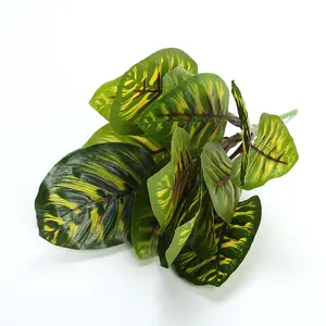 도매 새로운 디자인 스타일 장식 식물 잎 12 잎 녹색 잎 실내 야외 인공 식물