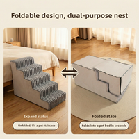 Rampe d'escalier pliable moderne en peluche pour animaux de compagnie, inclinée, antidérapante, amovible, lavable, 2-en-1, pour chiens de petite et moyenne taille, pour monter sur les canapés, en polyester