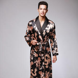 Silk Satin Plus Size Couples <b>Pajamas</b> <b>Set</b> Women's Autumn Three Piece Long Sleeve Men's Robe Loungewear Middle East Festival - Product Image 2