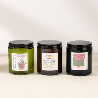 Stoples Lilin Kaca Mulut Lebar Warna Kustom 8oz 250ml 500ml Sisi Lurus dengan Tutup Logam untuk Penyimpanan Makanan atau Pembuatan Lilin