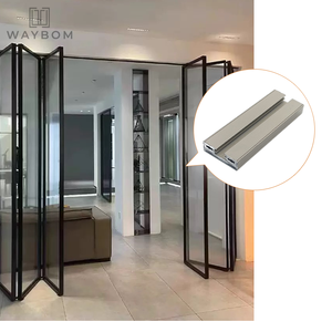 Fabricant Usine Vente en gros Porte intérieure pliante Profil en aluminium Trackles Design moderne PD Porte coulissante Cadre de porte pliante - Product Image 1