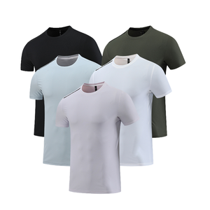 Camiseta Deportiva para Hombre, Teñida con Hilo, de Secado Rápido, Transpirable, con Cuello Redondo, Manga Corta, Ajustada, con Detalles Reflectantes - Product Image 1