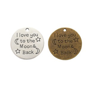 Breloque Message d'Amour Lune, Jeton en Alliage de Zinc en Forme de Croissant et d'Étoile pour Bijou Souvenir d'Anniversaire - Product Image 4