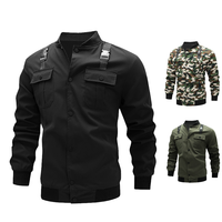 Blouson Bomber Homme Grande Taille Style Vintage Sur Mesure Col Montant Fermeture Éclair Logo Personnalisé Tissu Denim Enduit Teint Uni