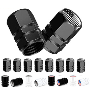 American Flag Valve <b>Cap</b> Black Aluminum Alloy Hexagonal Tire <b>Cap</b> For Car Bicycle Motorcycle - Product Image 3