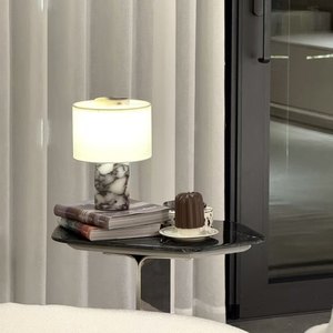 Luxuriöse Marmor-Tischlampe mit Stoffschirm |   Moderne Dekorative Nachttischlampe für Wohnzimmer & Schlafzimmer - Product Image 4