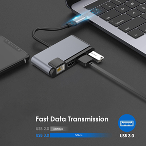 Loại C Để USB3.0 * 2 + HDMI + RJ 45 + Âm Thanh + USB-C Chuyển Đổi PD 6 Cổng Adapter 6-Trong-1 USB 3.0 C Hub Docking Station - Product Image 6