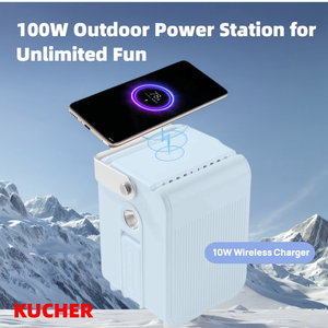 KUCHER Stazione di Alimentazione Portatile Blu 100W, Batteria al Litio 27000mAh, MPPT Onda Sinusoidale Pura, Pronto per Energia Solare, Avviatore d'Emergenza per Auto US/<span class=keywords><strong>EU</strong></span> - Product Image 3