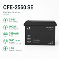Batterie LiFePO4 LFP CFE-2560 SE 25,6V 100Ah avec BMS IP65, 3000 cycles, pour onduleur Victron Energy, énergie solaire, camping-car