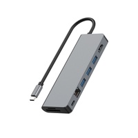 Hub multifonctionnel en aluminium Type-C 10 ports 4K HDTV pour 2.0 VGA USB 3.0 Gigabit Ethernet PD Charging Sd Card MacBook Pro