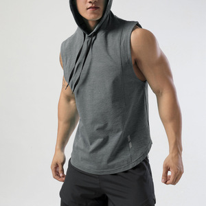 เสื้อกั๊กออกกำลังกายผู้ชายแบบกำหนดเอง เสื้อกล้ามกีฬาแห้งเร็ว เสื้อกั๊กออกกำลังกายฤดูร้อน เสื้อกั๊กกีฬาระบายเหงื่อพร้อมฮู้ด - Product Image 6