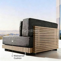 Meubles de jardin modernes pour terrasse au bord de la piscine, résistants à l'eau, modulaires, de luxe, en teck, pour hôtel, resort, canapé d'extérieur