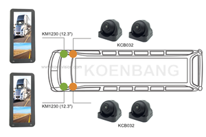 Pantalla AHD 1080P IPS, pantalla completa de 12,3 pulgadas, Monitor de espejo retrovisor lateral para camión, cámara de doble le - Product Image 4
