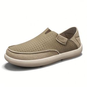 Zapatillas Deportivas Amarillas con Punta Redonda, Estilo Slip-On, Parte Superior de Gamuza de Color Sólido, Suela de Goma, Entresuela de EVA, Transpirables, Zapatos de Verano para Hombre - Product Image 4