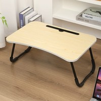Petite table pliante avec porte-gobelet, tiroir, en bois, pour lit, ordinateur portable, bureau, salle à manger, table antidérapante pour la maison
