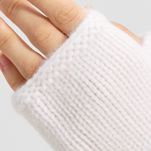 Gants en laine et cachemire tricotés blancs, longueur poignet, thermiques, hiver, style décontracté uni - Product Image 2