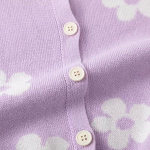 Suéter de Punto para Niñas Estilo Coreano, Cárdigan Infantil para Otoño e Invierno, Suéter de Punto con Cuello Redondo y Estampado Floral - Product Image 4