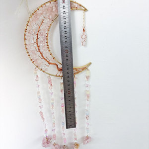 Décoration suspendue attrape-soleil en forme <span class=keywords><strong>de</strong></span> lune avec copeaux <span class=keywords><strong>de</strong></span> cristal et pierres <span class=keywords><strong>semi</strong></span>-précieuses, <span class=keywords><strong>arbre</strong></span> <span class=keywords><strong>de</strong></span> <span class=keywords><strong>vie</strong></span> 7 chakras - Product Image 5