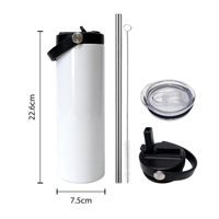 Lot de 25 gobelets de sublimation de 20 oz (USA RTS) – Bouteilles d'eau sportives droites et fines vierges pour sublimation avec poignée portable