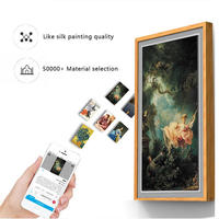 HUILAN Écran d'art numérique en bois 21,5 pouces 32 pouces 43 pouces 55 pouces Cadre photo Affichage NFT 4K Vidéo MP4 Horloge WiFi Télécommande 8/16/32 Go