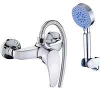 Ensemble de douche mural en zinc chromé poli, robinets de baignoire chaud et froid, douchette à main, pluie douce, robinets de salle de bain économiques